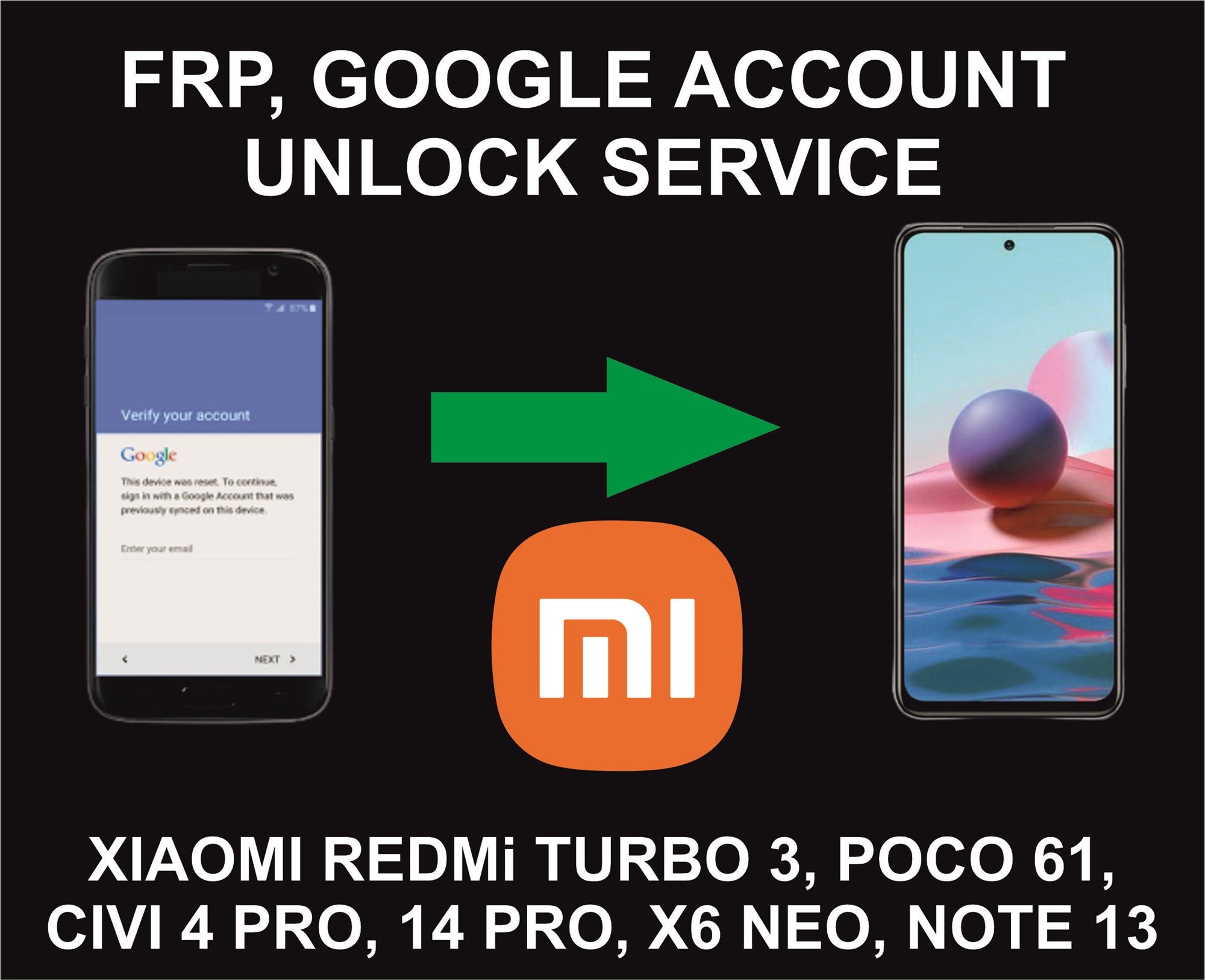 4.3. Xiaomi FRP, Google Account Unlock Service, All Xiaomi Models