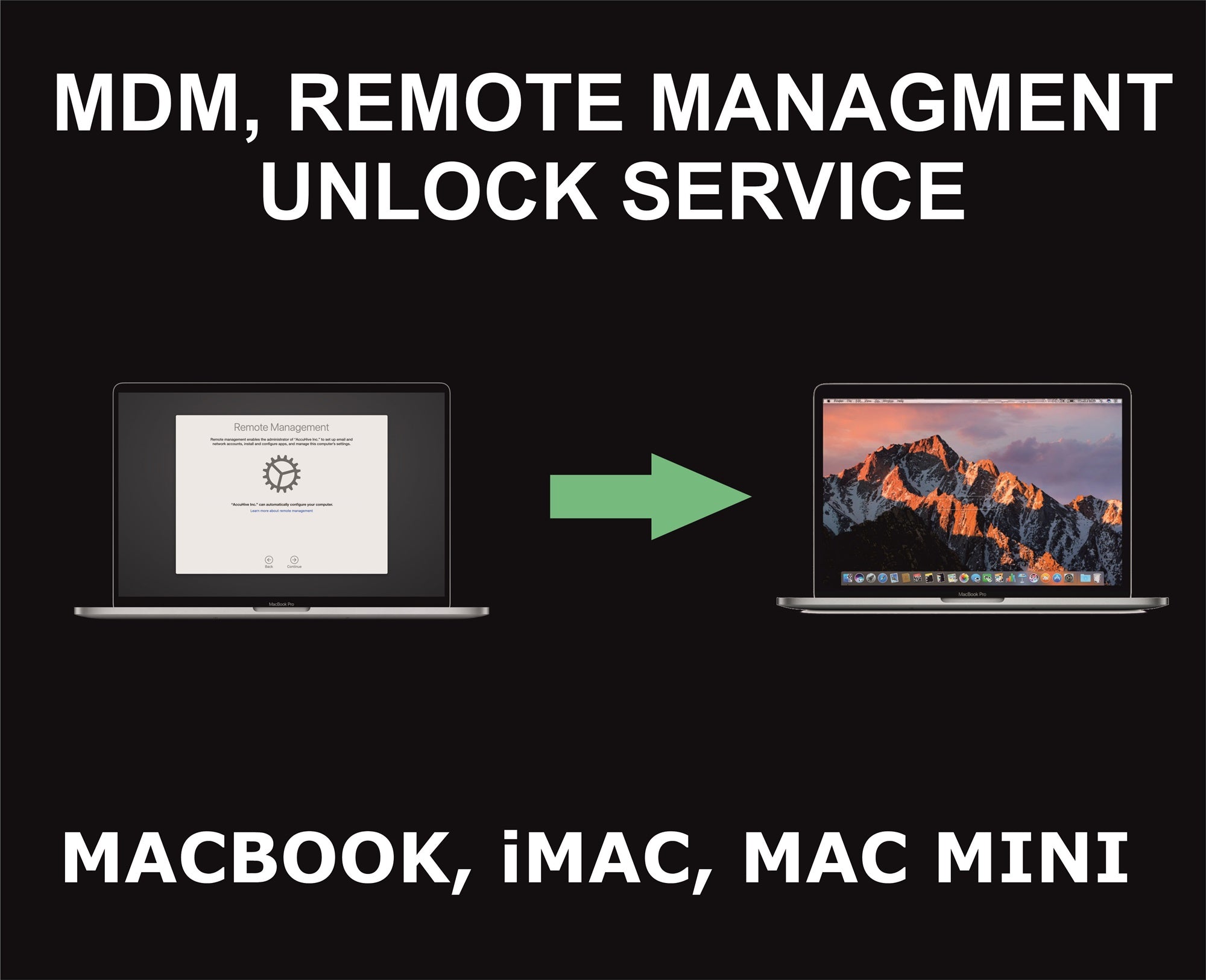 B2. MDM Remote Management Unlock Service for Macbook, iMac, With T2 Chip