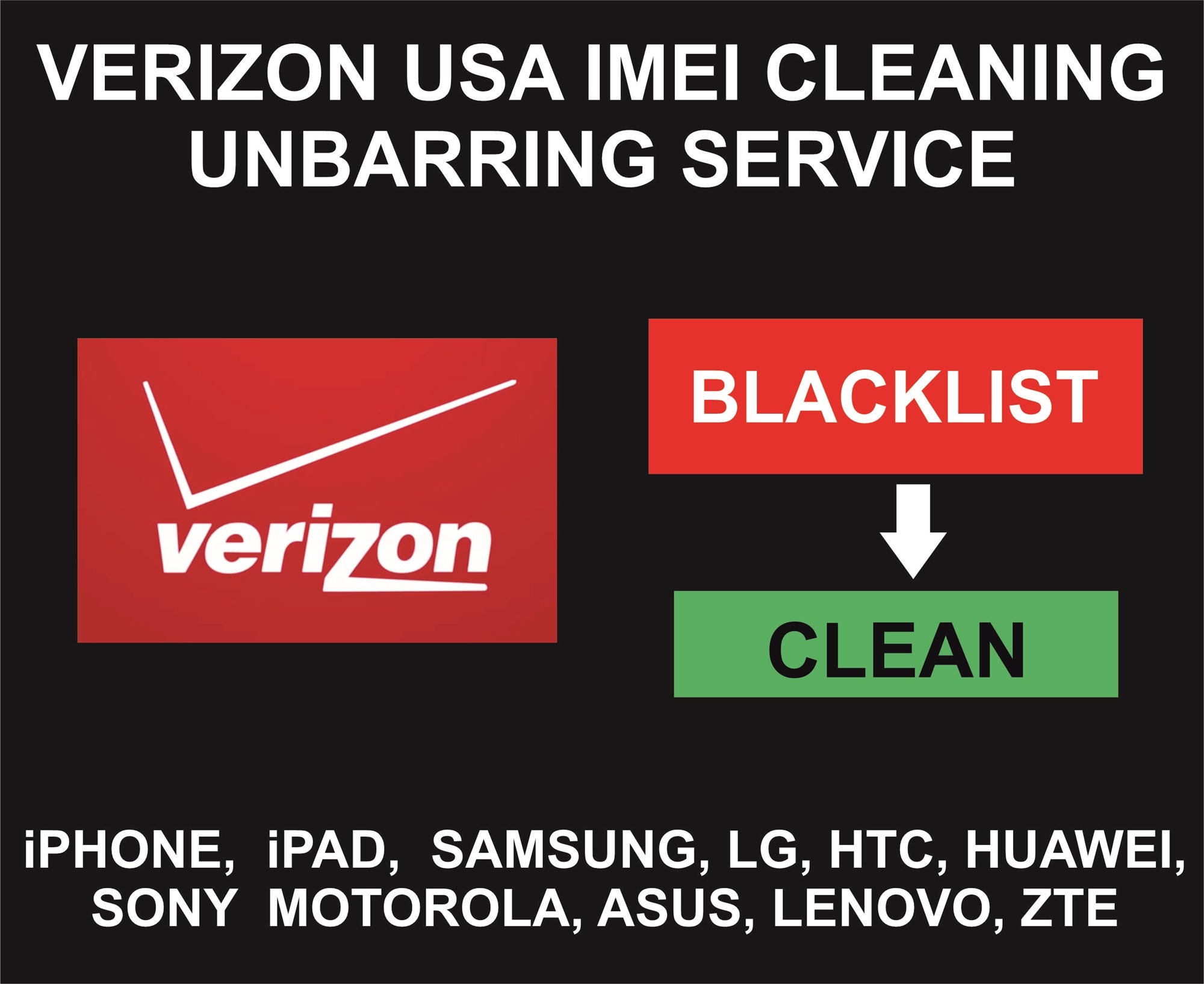 Verizon USA IMEI Cleaning Unbarring Service, For iPhone, Samsung, Pixel, Moto (Copy)