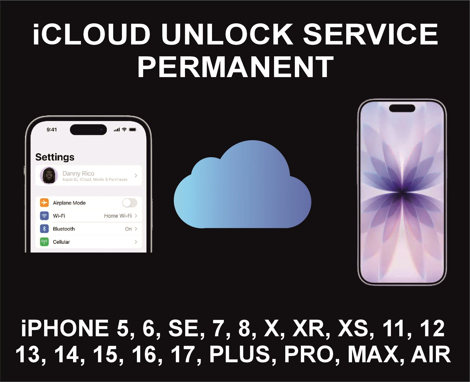 7. iCloud Unlock Service, For Open Menu devices, With Menu Access, iPhone All Models