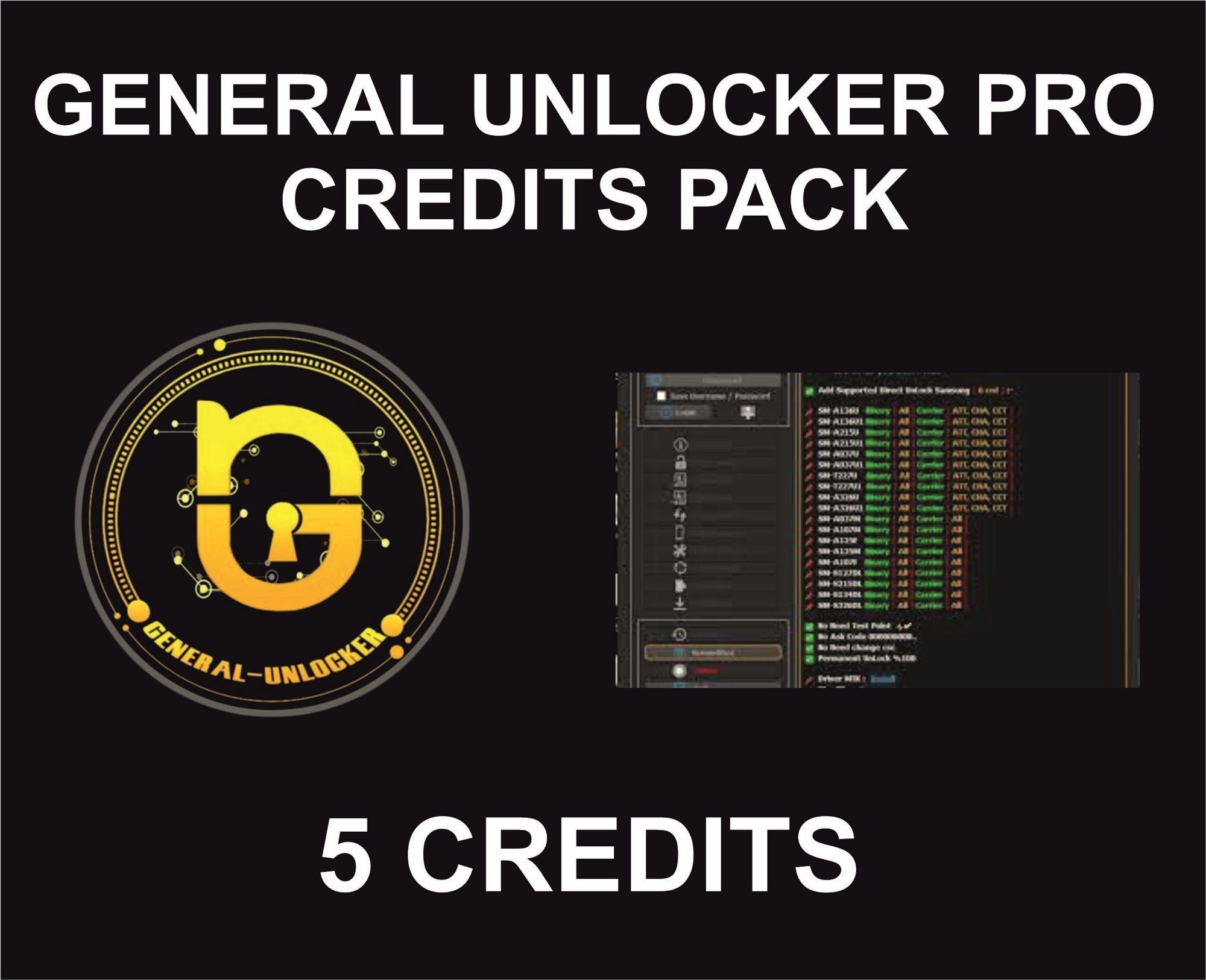 86. General Unlocker Pro Tool Credits, 5 Credits
